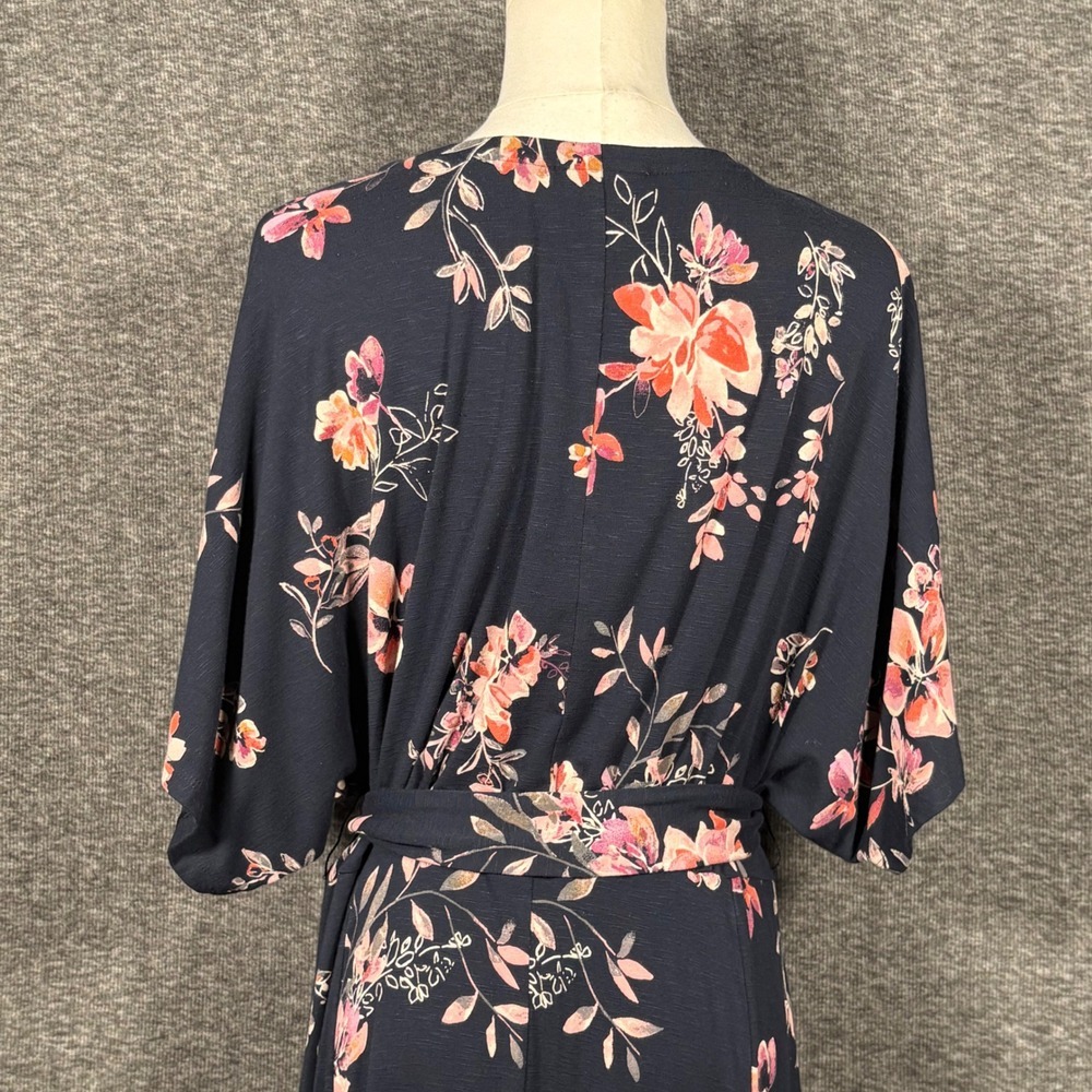 J.Jill Botanical Brunches Navy Blue Floral Button Front Midi Dress Medium - Picture 11 of 16